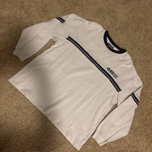 South Pole White Long Sleeve Shirt with Black Collar